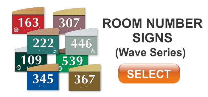 wave series ADA braille room number signs